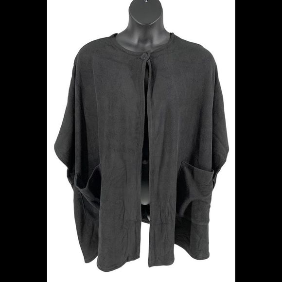 Cuddl Duds Fleecewear with Stretch Blanket Wrap Black - Picture 1 of 2